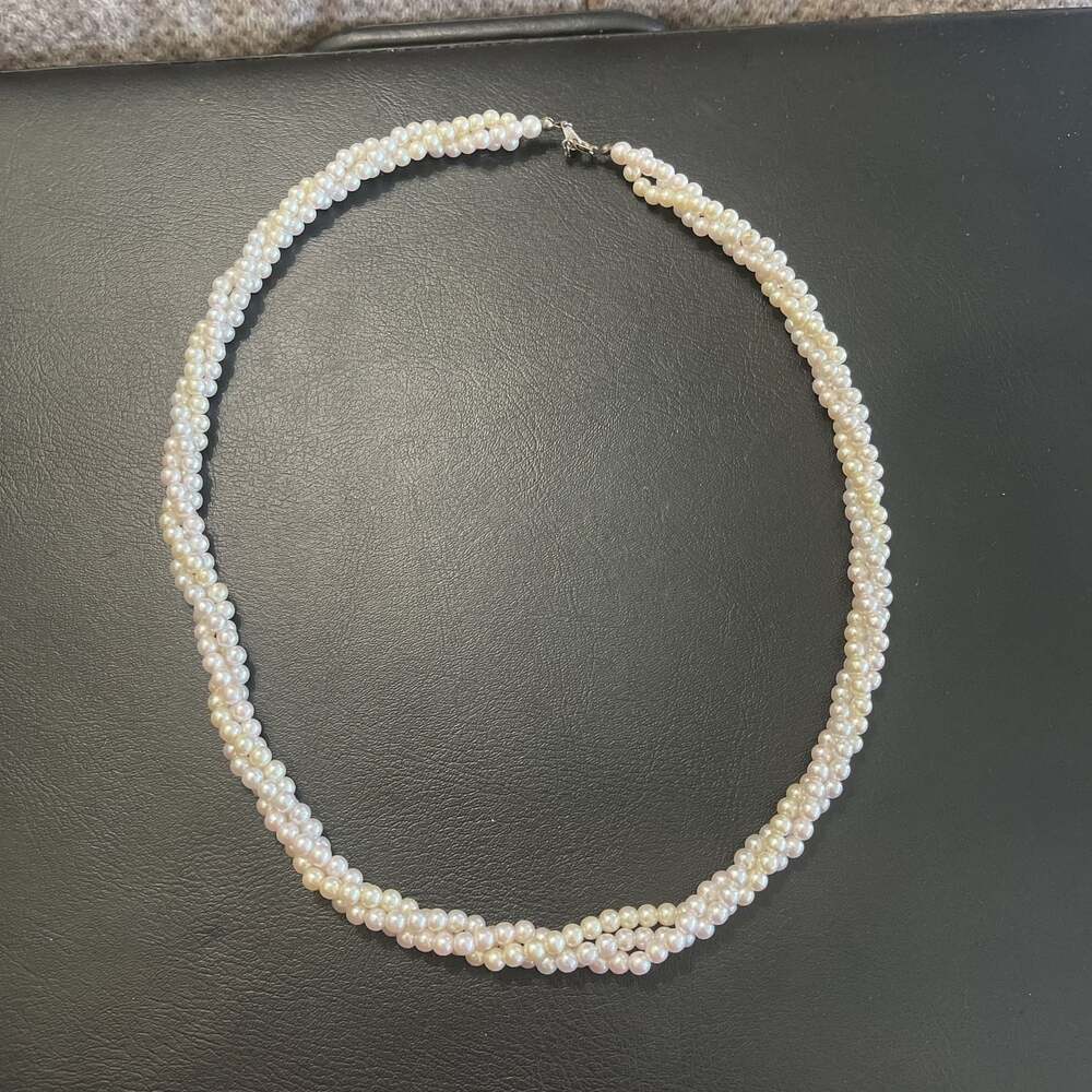 Vintage Napier 3-Strand Twisted Faux Pearl Necklace 22 in